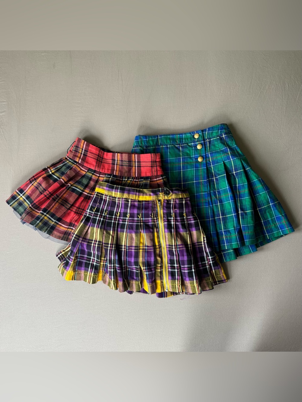 Girls Plaid Pleated Mini Skirts Bundle